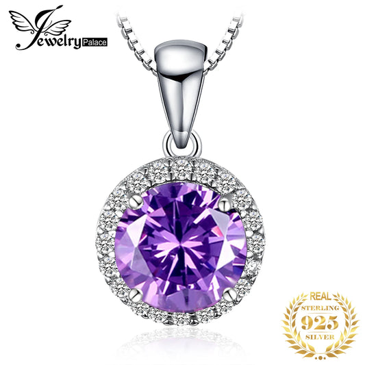 JewelryPalace 2.97ct Round Created Alexandrite Sapphire 925 Sterling Silver Pendant Necklace for Women Gemstone Choker No Chain Default Title