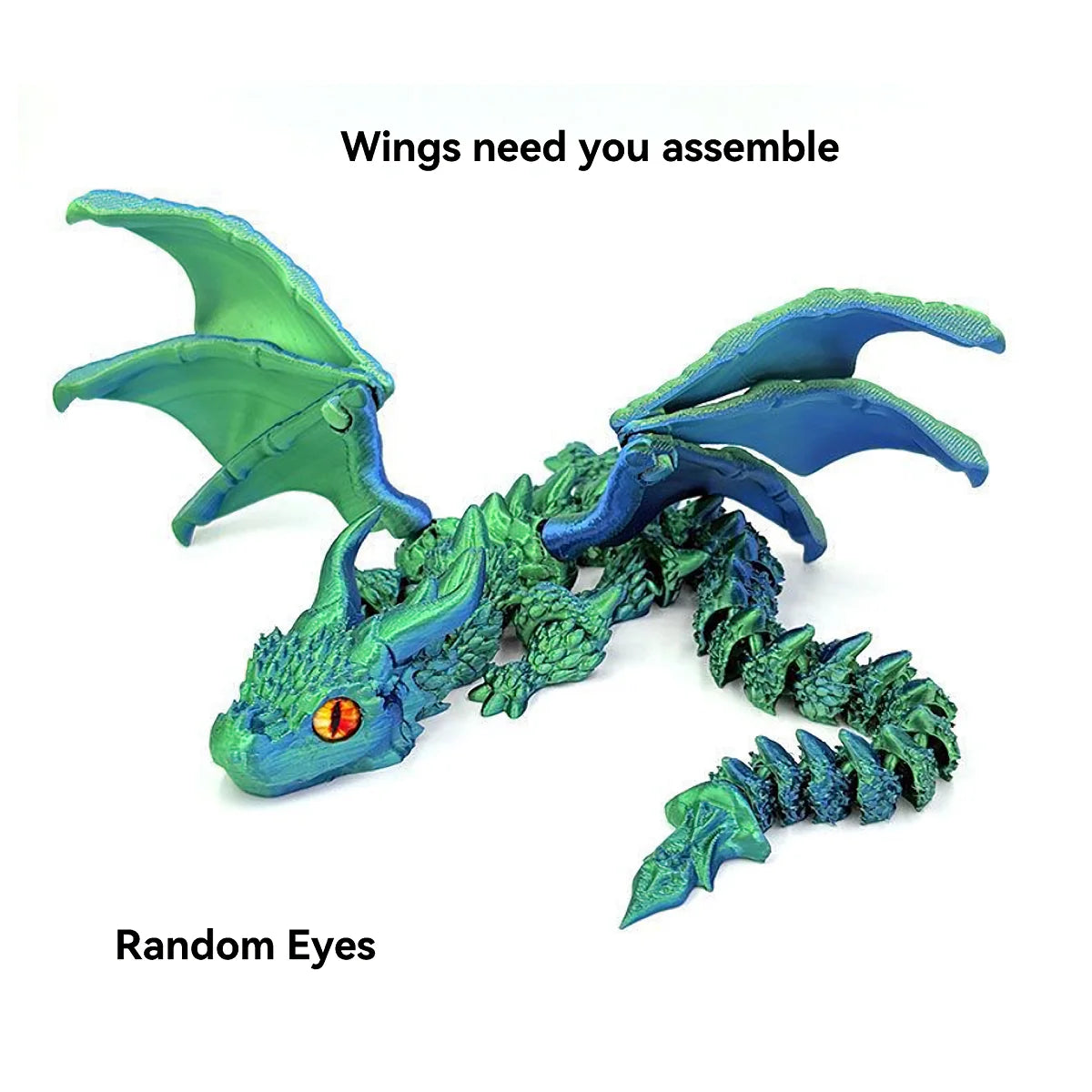 1pc 3D Printed Winged Carriage Dragon Figurine With Random Eyes, Art Deco Resin Dragon Sculpture, Tabletop Animal Theme Decor