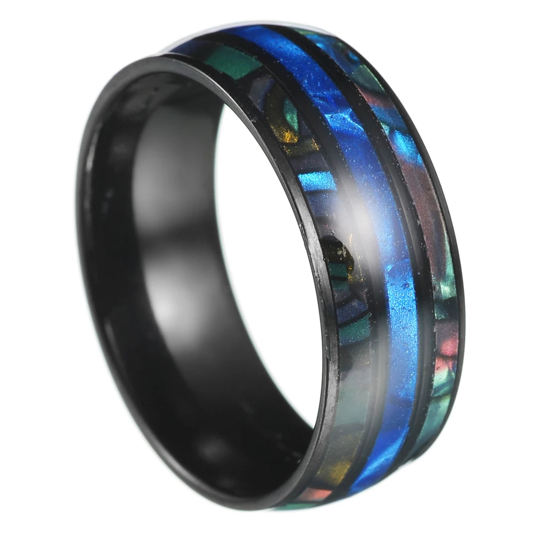 Fashion New 8mm Simple Men Ring Smooth Stainless Steel Blue Charms Rings Women's Couple Jewelry Gift Dropshipping