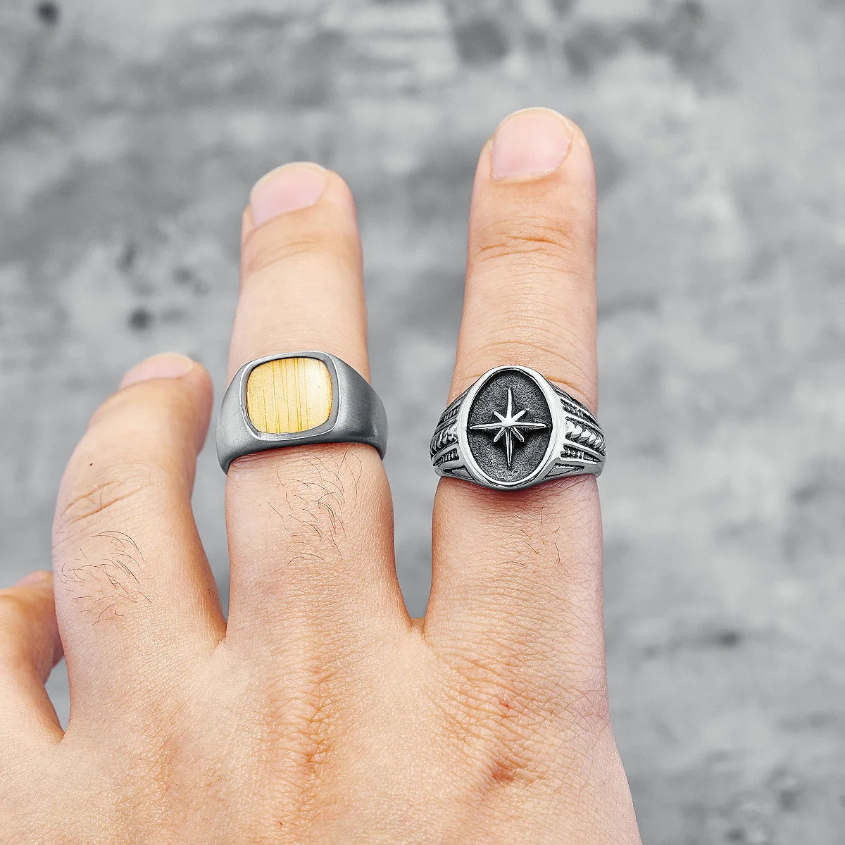 316L Stainless Steel Rings North Star Shining Fashion Men Cool Ring for Friend Rider Biker Jewelry Unique Best Gift Wholesale
