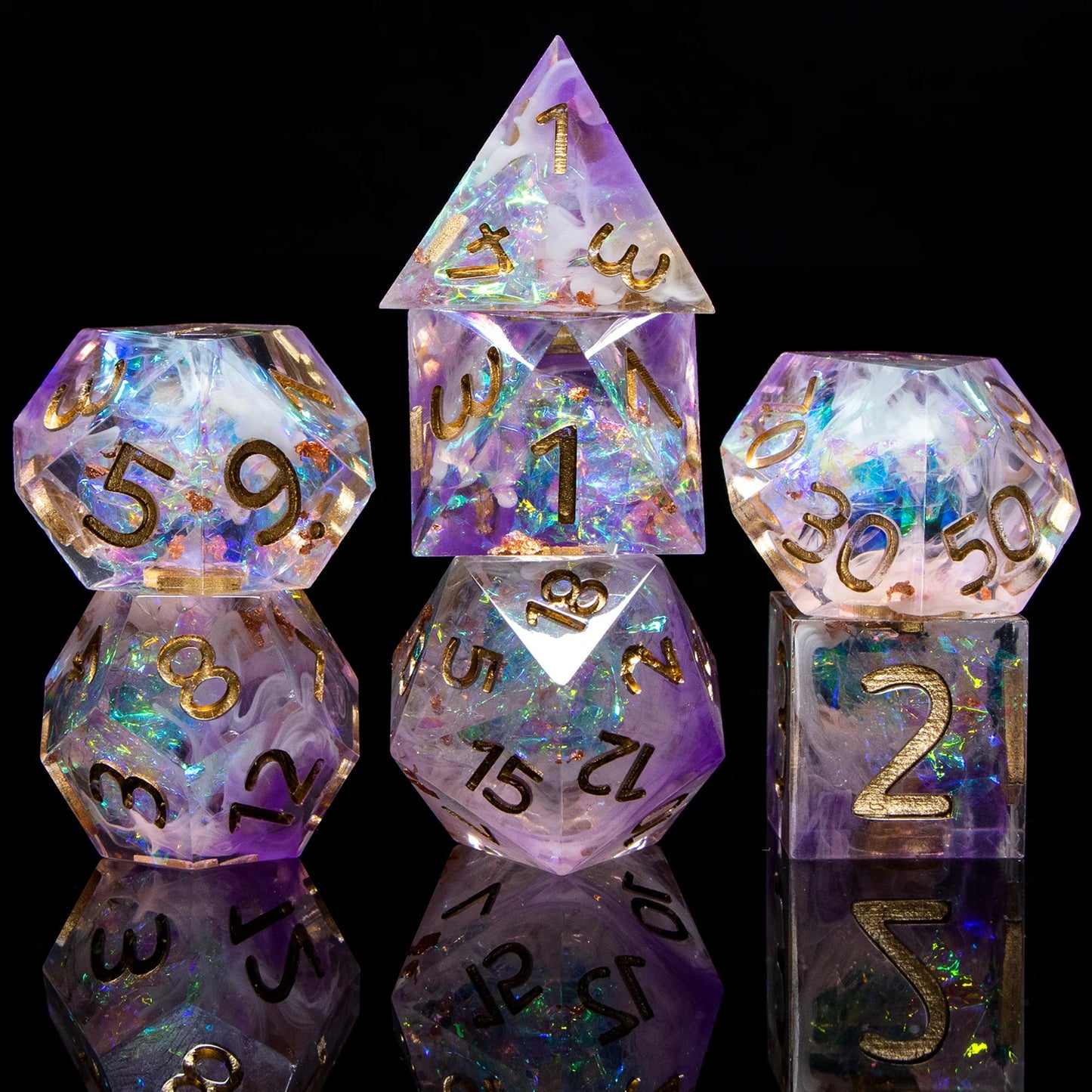 Dnd Sharp Edge Flower Handmade D20 RPG Polyhedral D and D Resin Dice Set For Dungeon and Dragon Pathfinder D6 Table Role Playing SZ-08