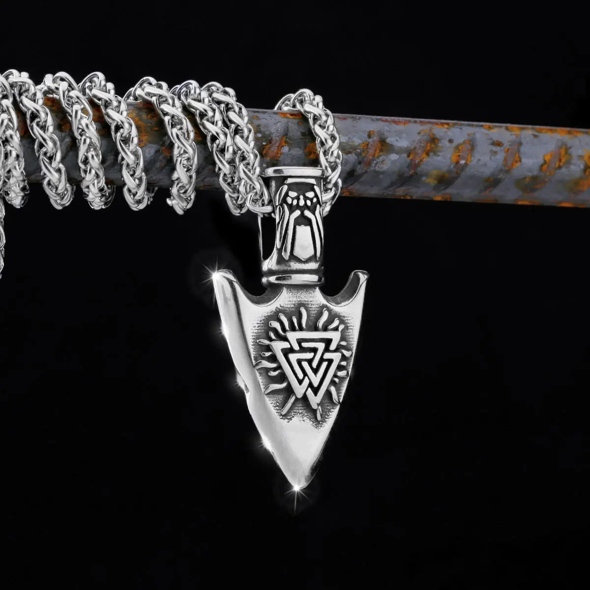 Nordic Totem Amulet Rune Necklace Retro Geometric Pattern Stainless Steel Jewelry Viking Punk Pendant Men's Fashion Jewelry Gift