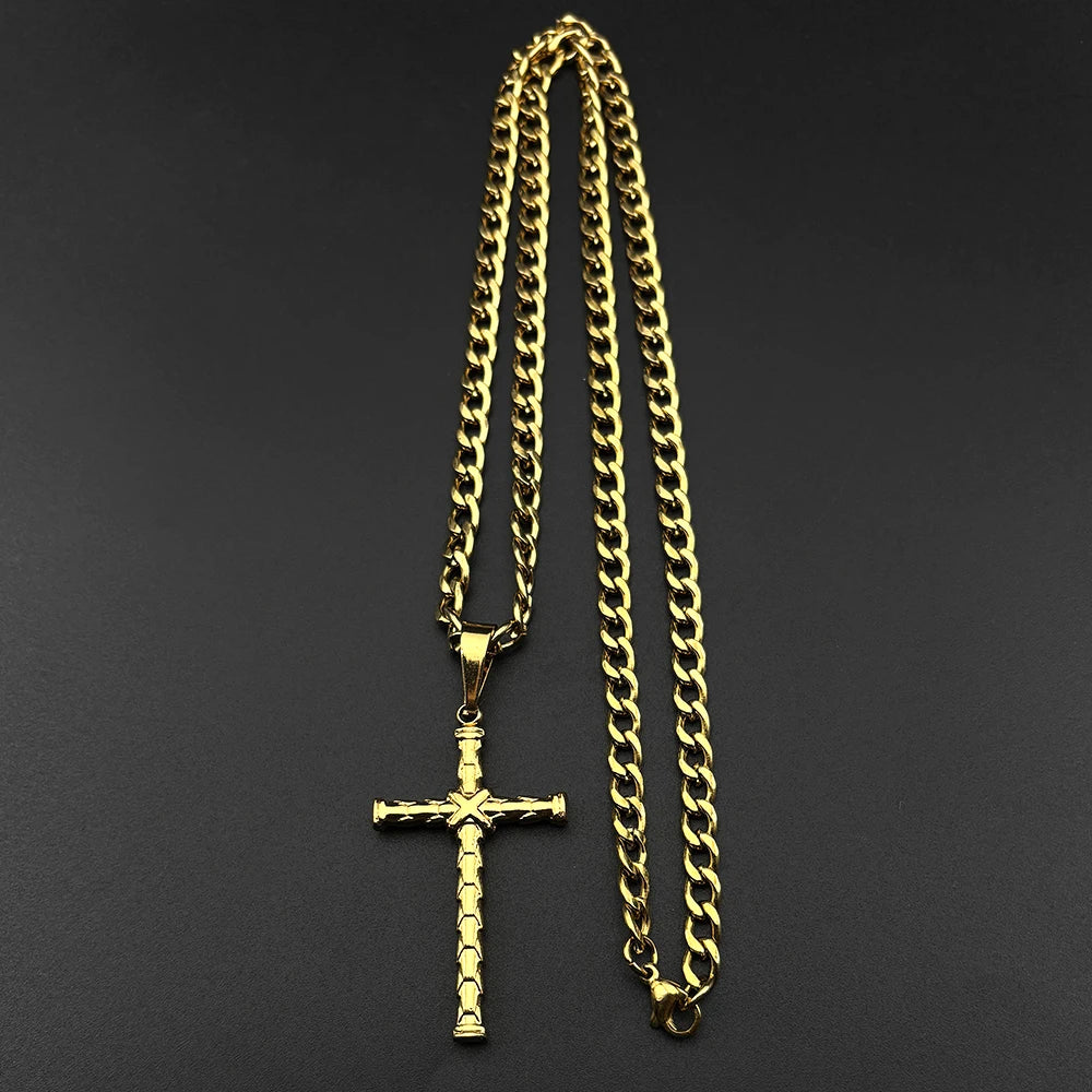 New Design Christian Stainless Steel Cross Pendant Necklace for Men Women Punk Hip Hop Biker Necklaces Amulet Jewelry Gift