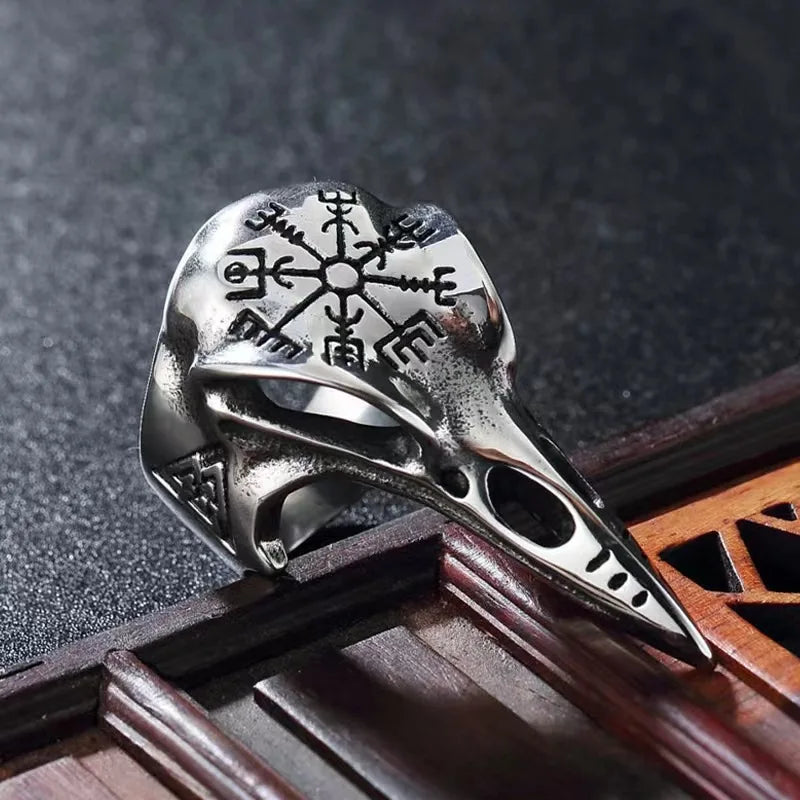 Retro Odin Raven Ring For Men Silver Color Punk Gothic Adjustable Ring Handmade Rock Hiphop Biker Jewelry Accessories Man Gift