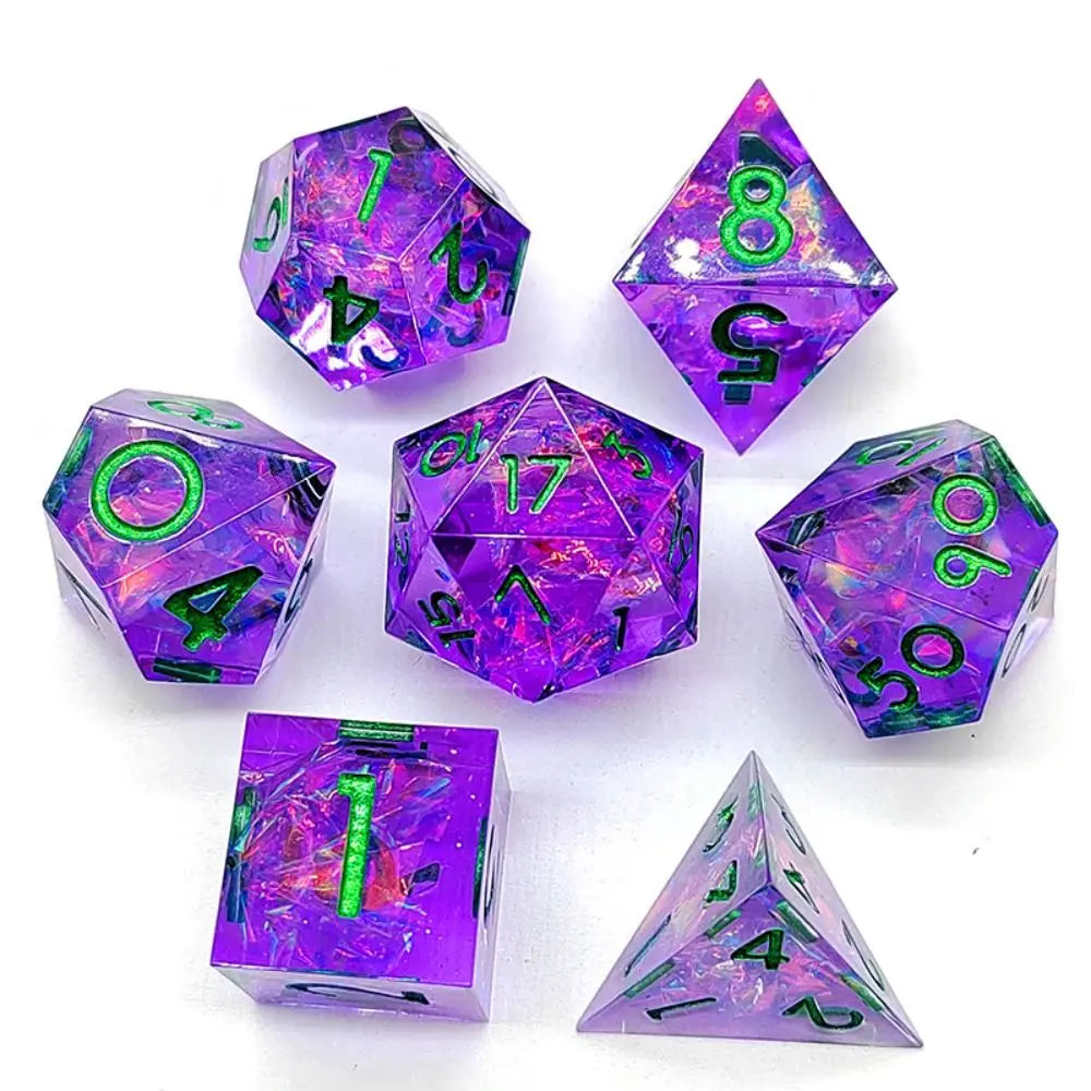 7Pc Colorful Digital Dice Resin Table Entertainment Tarot Game Party Toys Polyhedral for DND Dice Tabletop Role-Playing Supplies A3