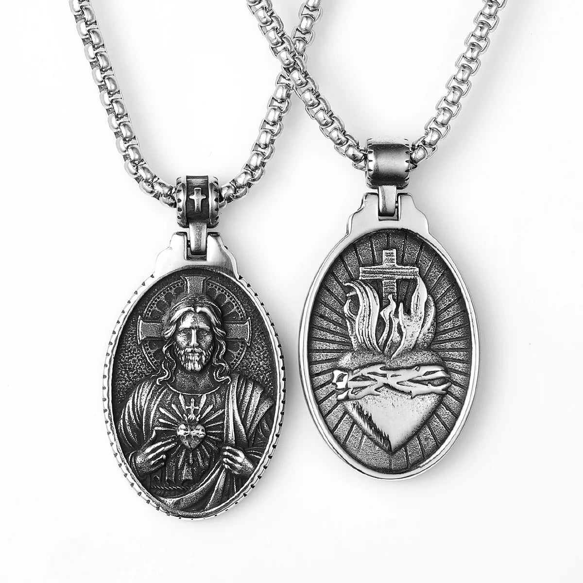 Powerful Amulets Jesus Cross Stainless steel Men Necklaces Pendants Chain For Women Jewelry Male Accessories Gifts Wholesale