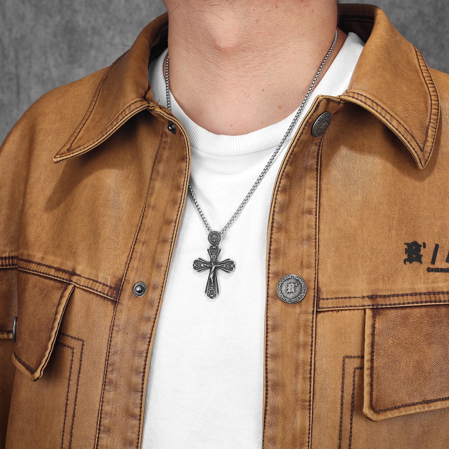 Retro Jesus Cross Amulets Stainless Steel Men Necklaces Pendant Chain Punk For Women Fashion Jewelry Gifts Wholesale Dropshiping