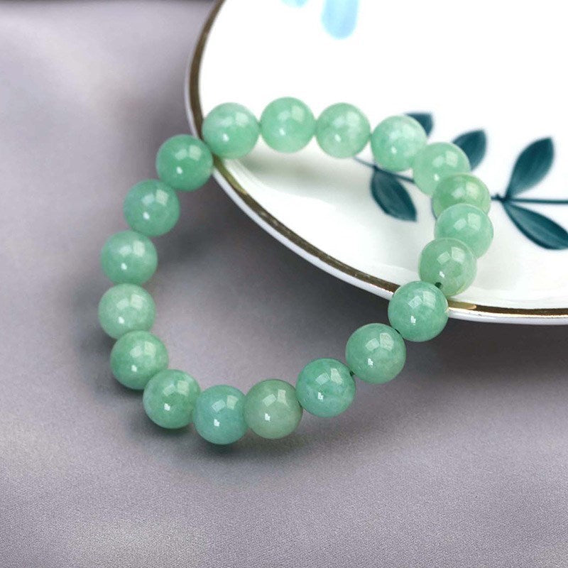 JD Natural Stone Myanmar Green Jade Beaded Bracelets Women Round Chalcedony Buddha Bead Yoga Bangles Energy Healing Jewelry Gift