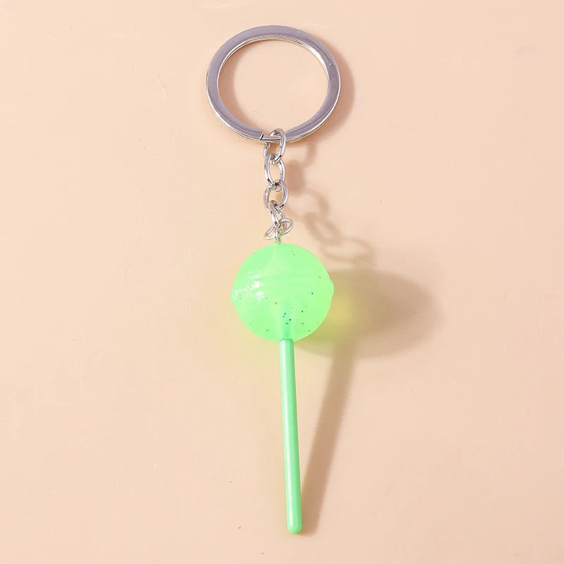 Lovely Resin Candy Lollipop Keychain Mini 3D Simulation Food Key Rings for Men Women Handbag Pendants DIY Kids Jewelry Gifts as picture shows 6