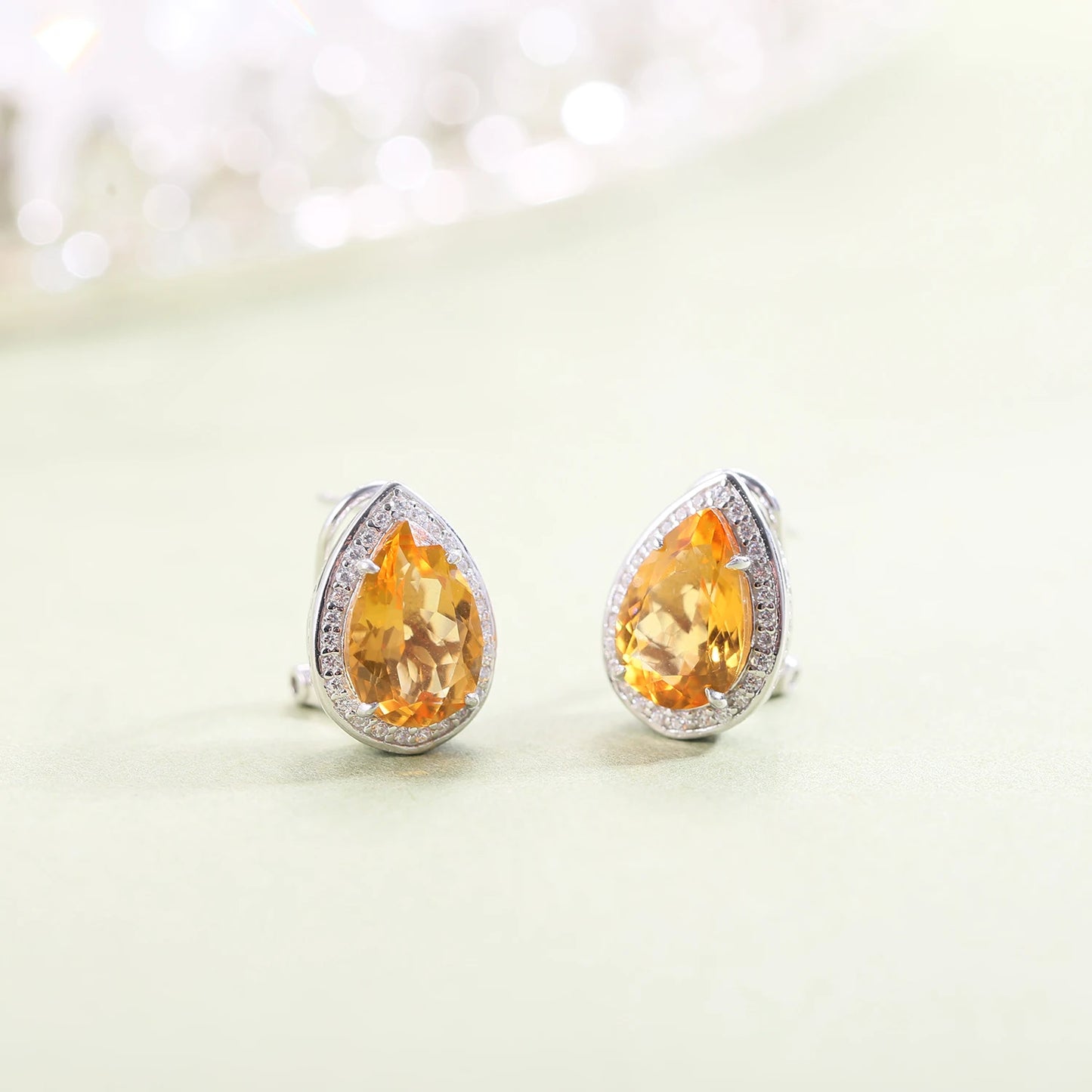 GEM'S BALLET Tiger Element Earrings Pear Shape 8x12mm Lab Blue Sapphire Stud Earrings in 925 Sterling Silver Gift For Her