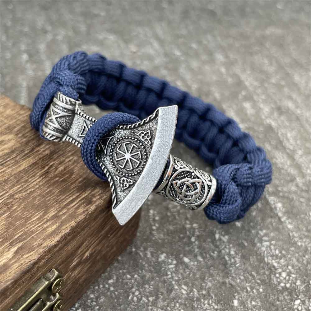 Nostalgia Slavic Kolovrat Symbol Perun Axe Charm Vikings Accessories Mens Womens Paracord Runes Beads Bracelet Bangle Jewelry Trinity