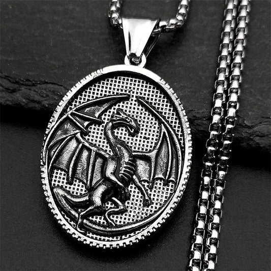 Hiphop Punk Evil Dragon Pendant Necklace For Women Men Stainless Steel Gold Color Animal Relief Retor Male Neck Chain Jewellery