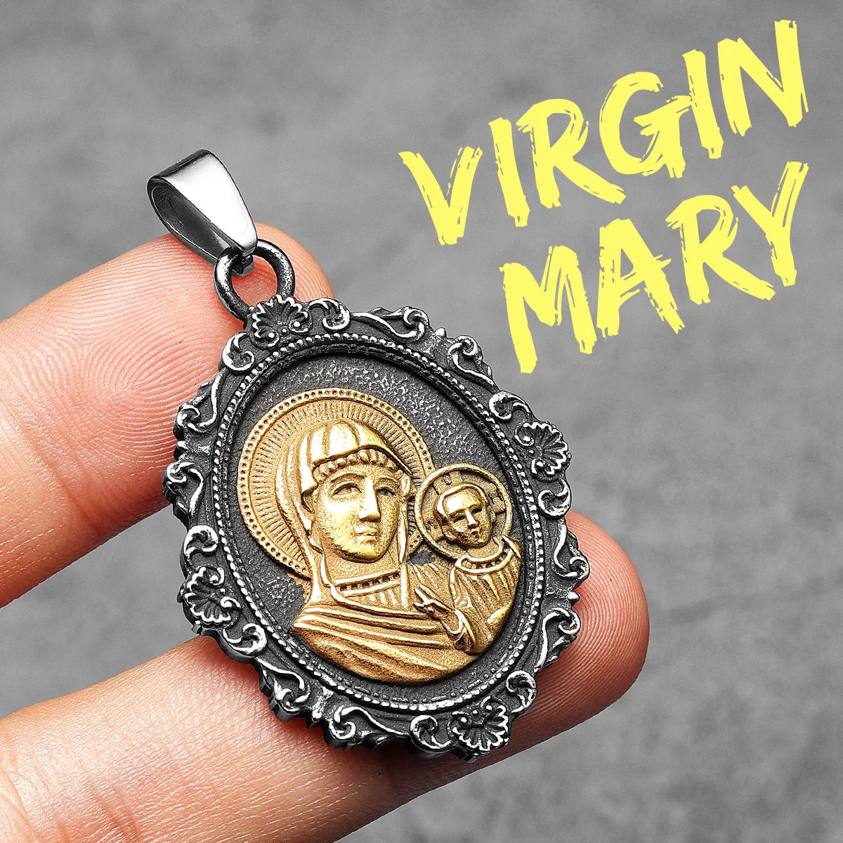 Virgin Mary Powerful Amulets Stainless Steel Men Necklaces Pendant Chain Punk Trendy For Women Fashion Jewelry Gifts Wholesale
