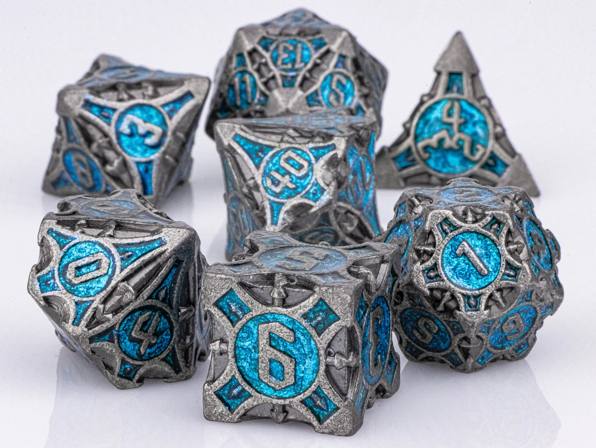 Dnd metal dice set ，red metal dice set for dungeons and dragons ，sharp edge d&d dice set