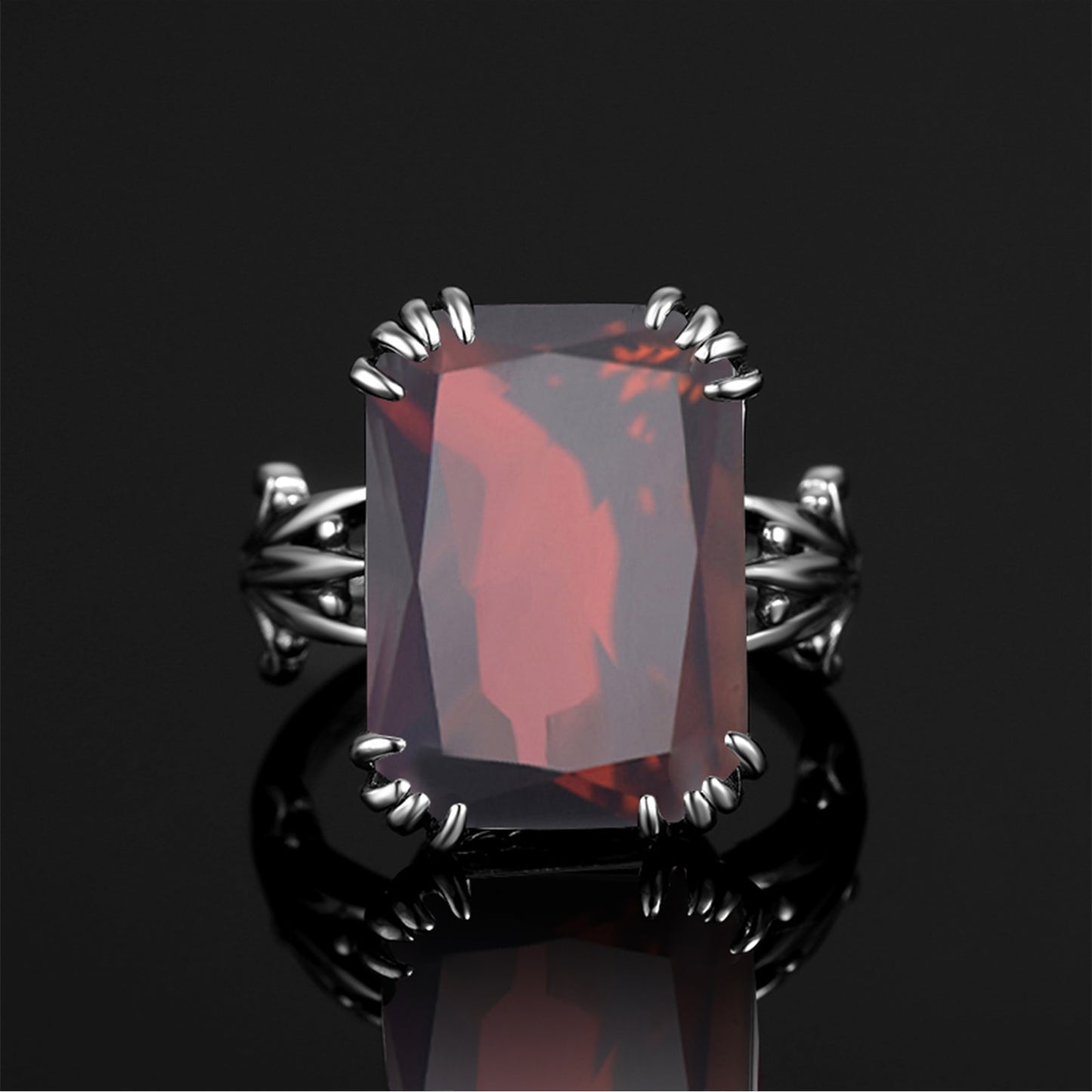 Szjinao High Quality 925 Sterling Silver Rings For Woman Garnet Gemstone Rectangle Party Banquet Elegant Trend Fine Jewelry