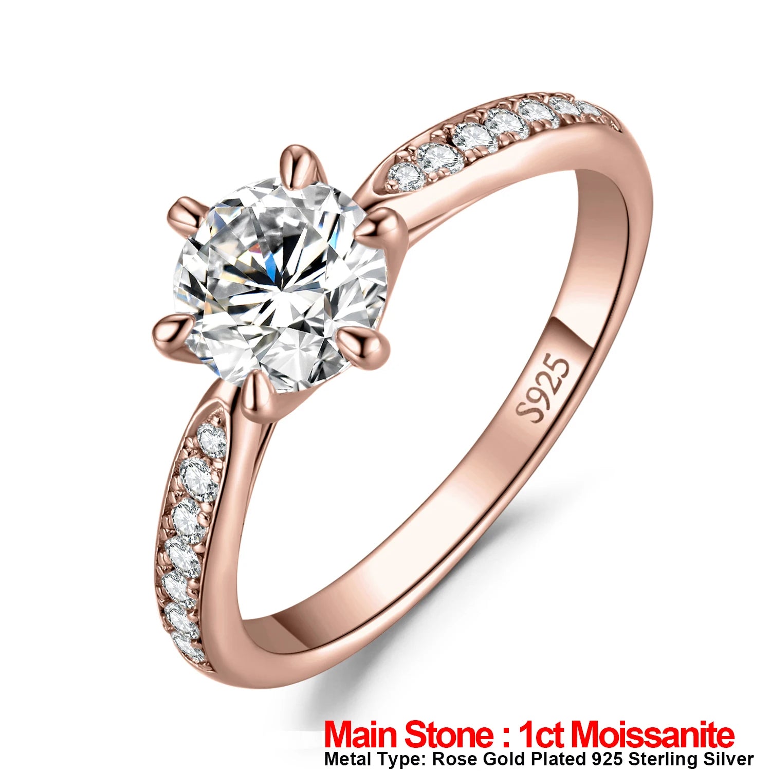 JewelryPalace Moissanite D Color 0.5ct 1ct 1.5ct 2ct 3ct Round S925 Sterling Silver Wedding Engagement Ring for Women