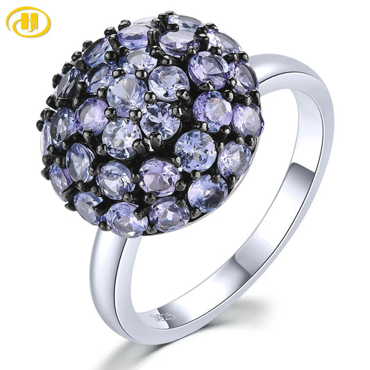 Natural Tanzanite Silver Rings 2.3 Carats Genuine Tanzanite Gemstone Classic S925 Fine Jewelrys Anniversary Birthday Gifts