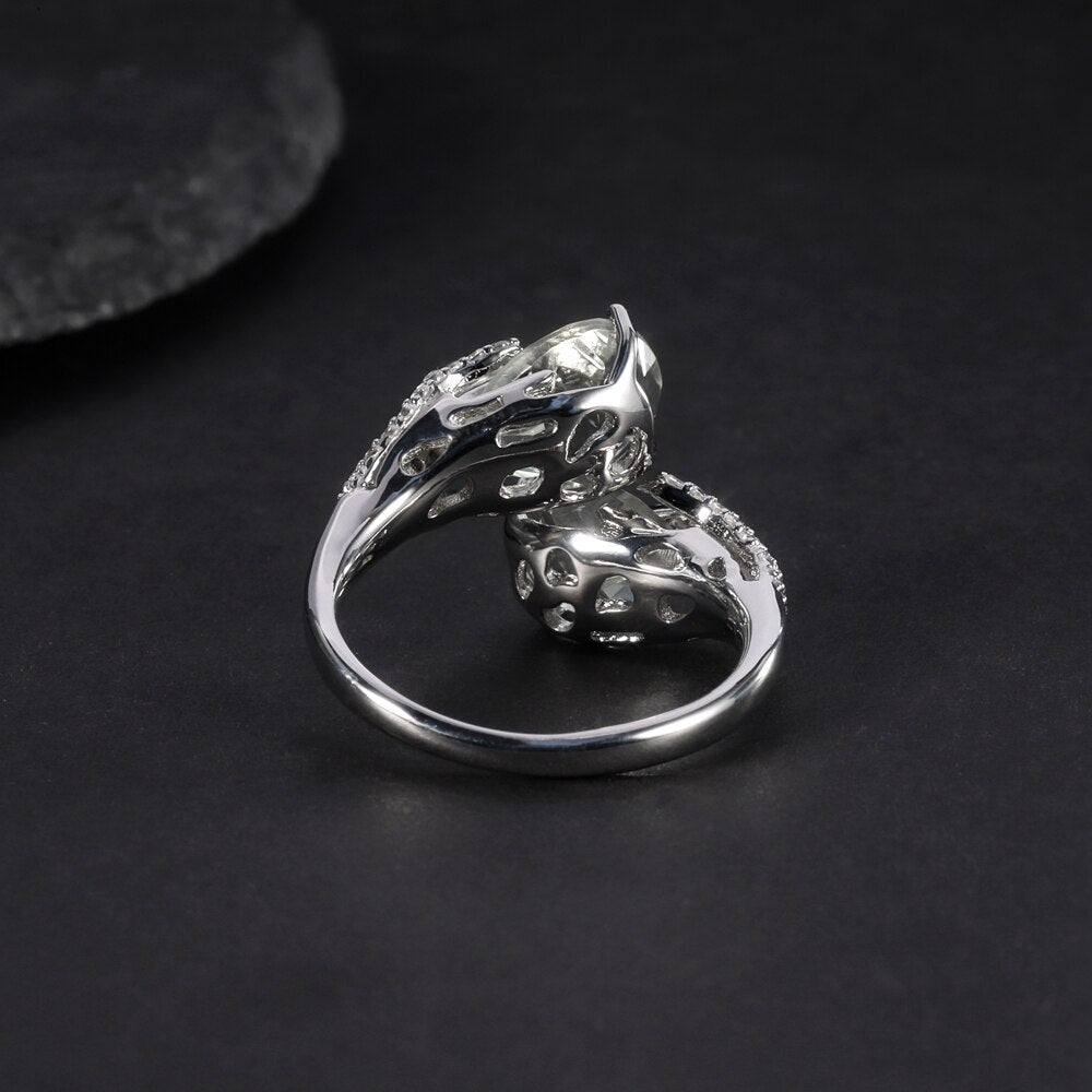 GEM&#39;S BALLET Real 925 Sterling Silver Ring Natural Original Designer Fine Jewelry Branch Rings For Women Handmade Green Amethyst