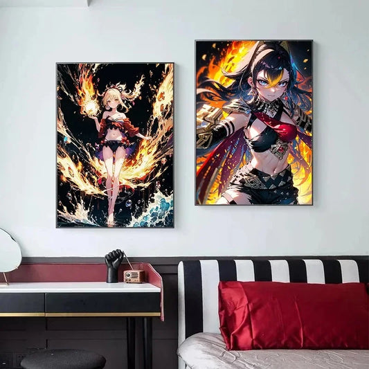 Anime Game Female Character Poster Oil Painting Modern Wall Art Picture Home Bedroom Living Room Decoration Painting Poster