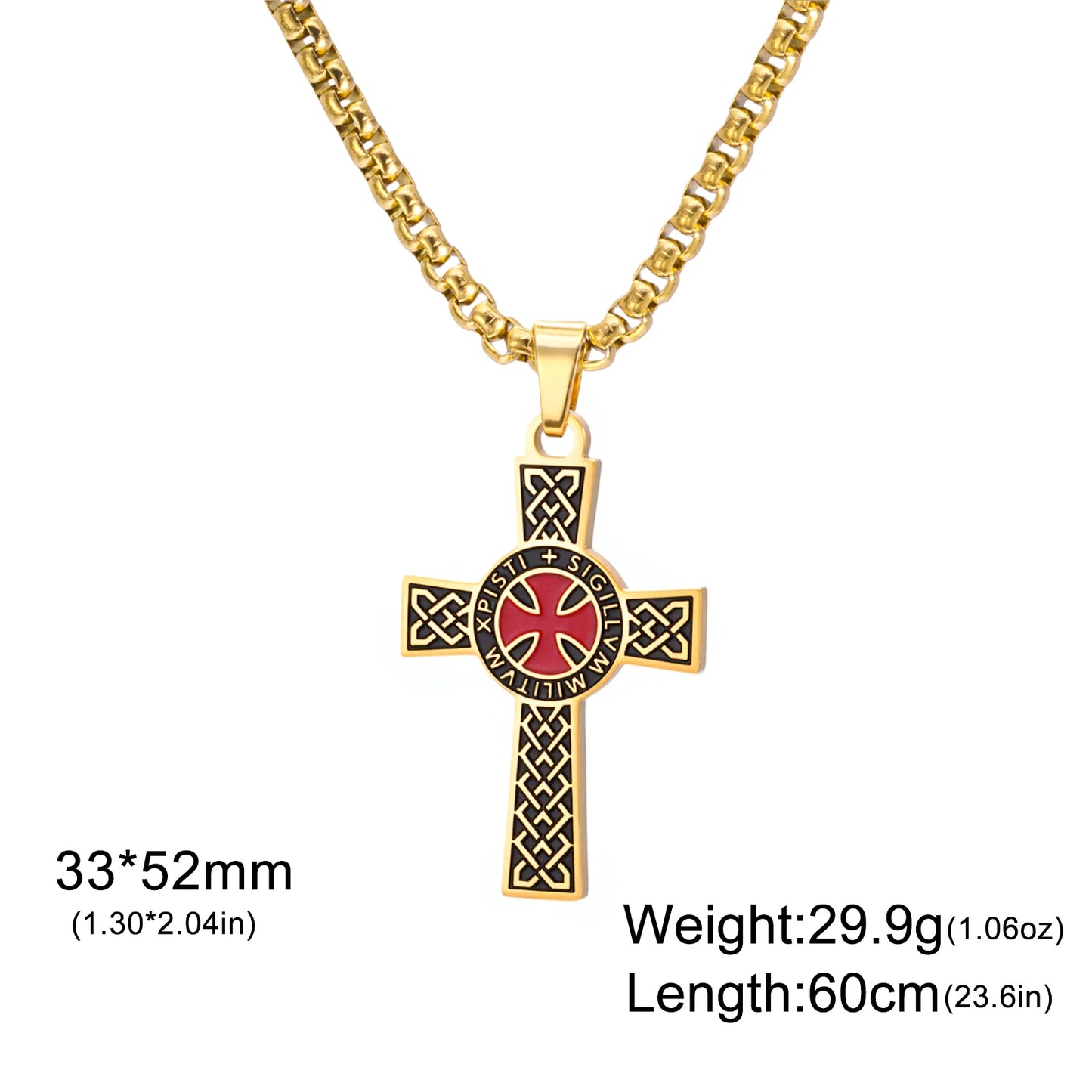 LIKGREAT Christian Cross Necklace Red Cross Templar Symbol for Men Women Vintage Religious Prayer Stainless Steel Jewelry Gift
