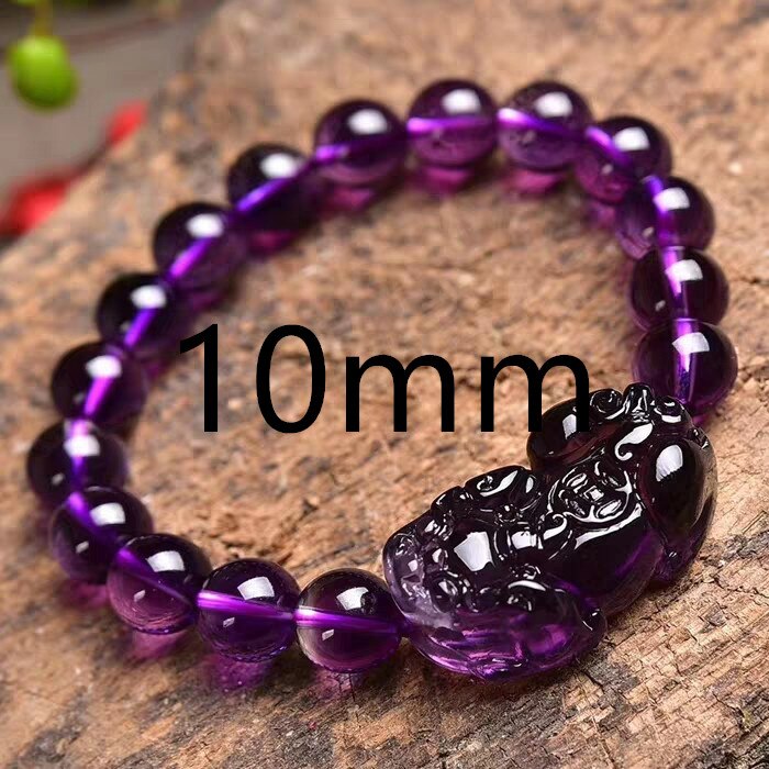 Natural Purple Amethyst Quartz Bracelet 10mm 8mm 9mm Round Beads Pi Xiu Shape Bracelet Women Men Crystal Fashion Hot AAAAA 10mm