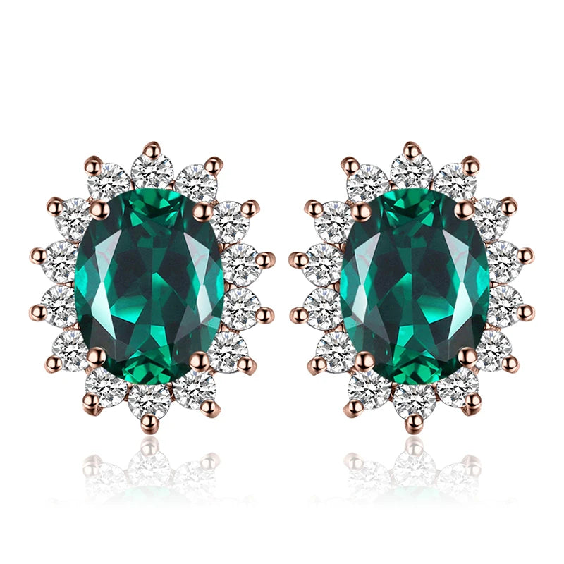 JewelryPalace Created Blue Sapphire Ruby 925 Sterling Silver Stud Earrings Natural Amethyst Garnet Peridot Topaz Princess Diana
