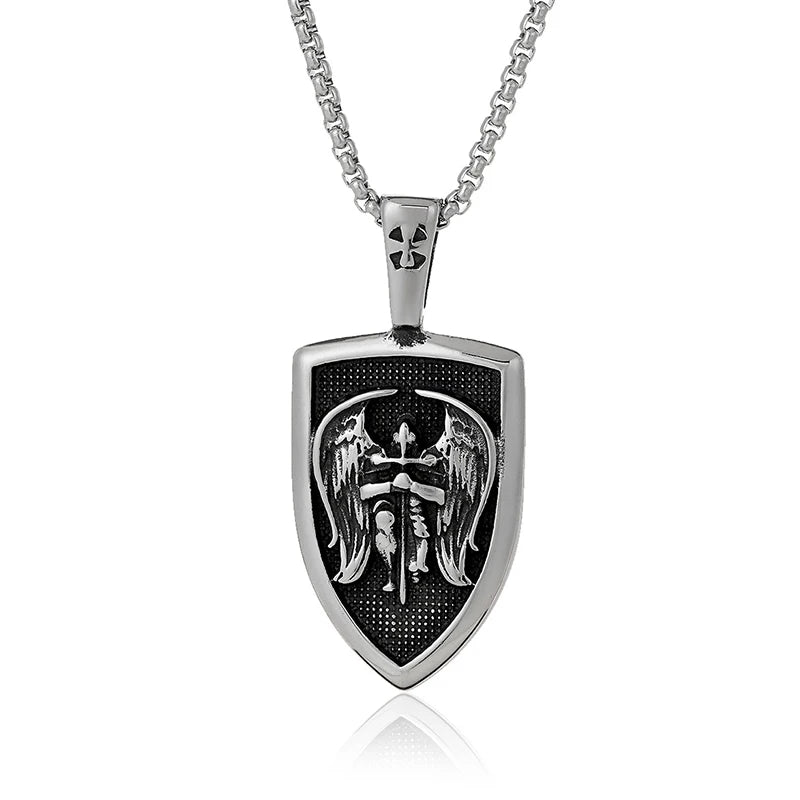 Stainless Steel St Michael Series Necklace Pendant for Men Women - Catholic Patron Saint Medal, Sacred Amulet Protection Gift