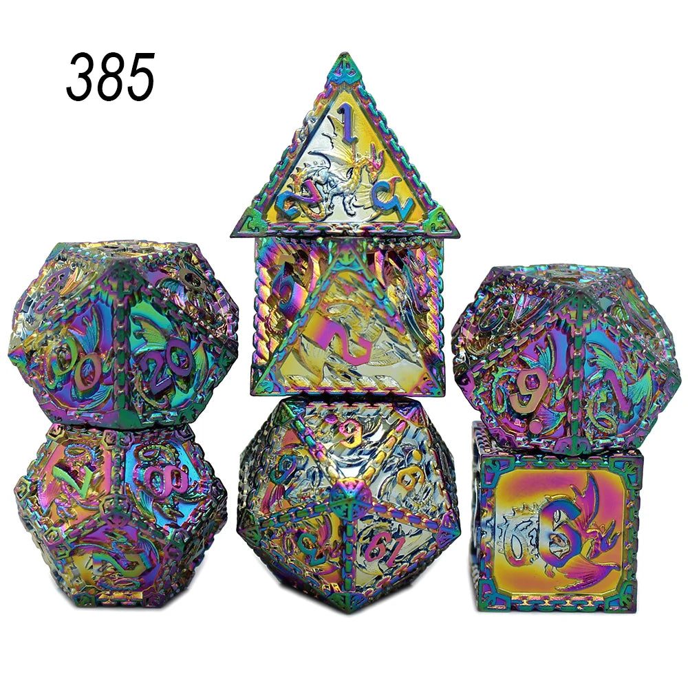 YANSHEGNYI-Metal Dice Dice Set, Dragon, RPG, D & D Board Games, Sex Polyhedral, D Dice, Dadi Dados, 7Pcs 385