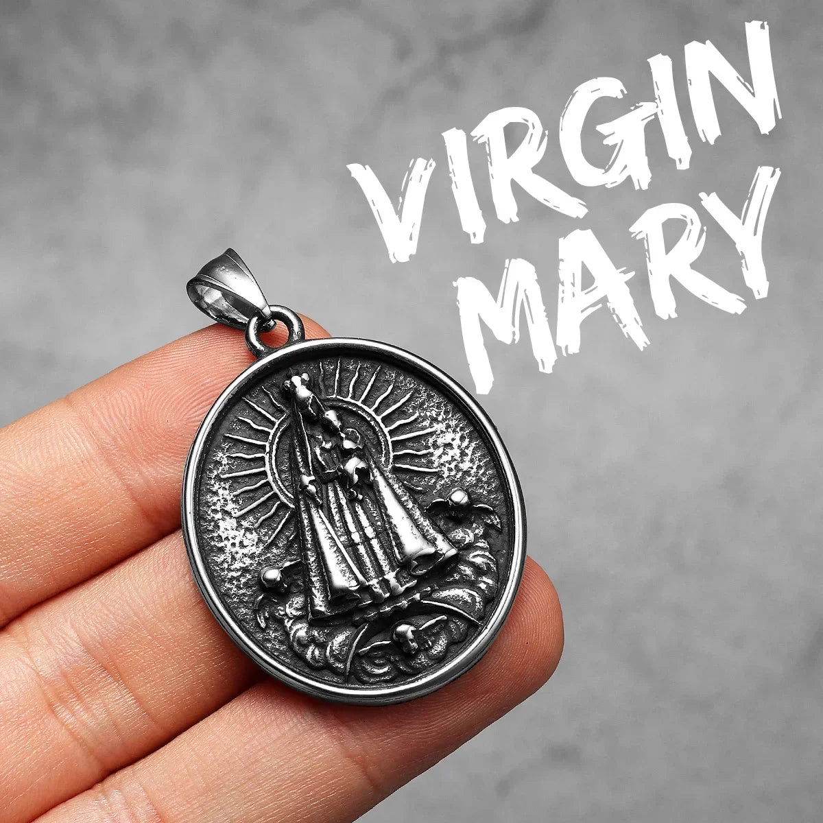 Virgin Mary Cross Powerful Amulets Stainless Steel Men Necklaces Pendant Chain Cool Thing for Girl Women Jewelry Gifts Wholesale