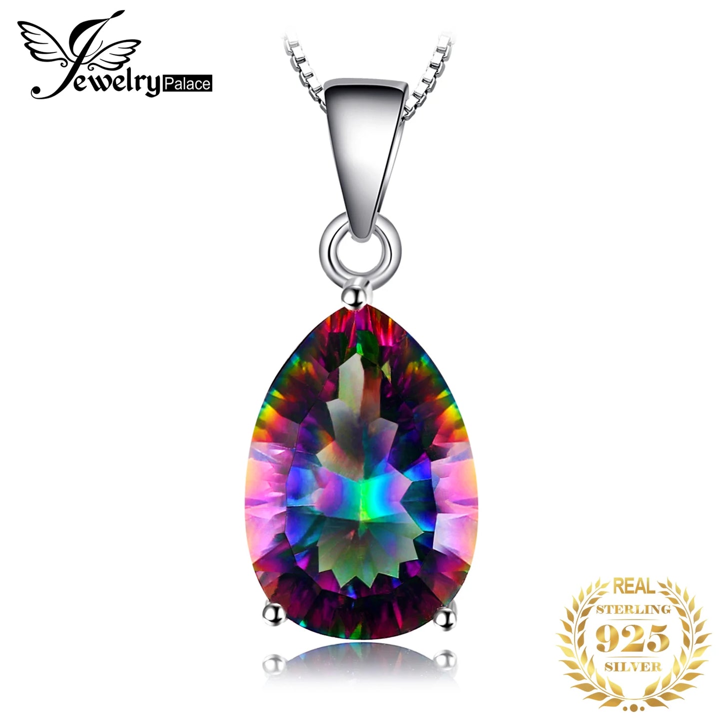 JewelryPalace Natural Rainbow Mystic Quartz 925 Sterling Silver Pendant Necklace for Woman Fashion Gift No Chain New Arrival Default Title