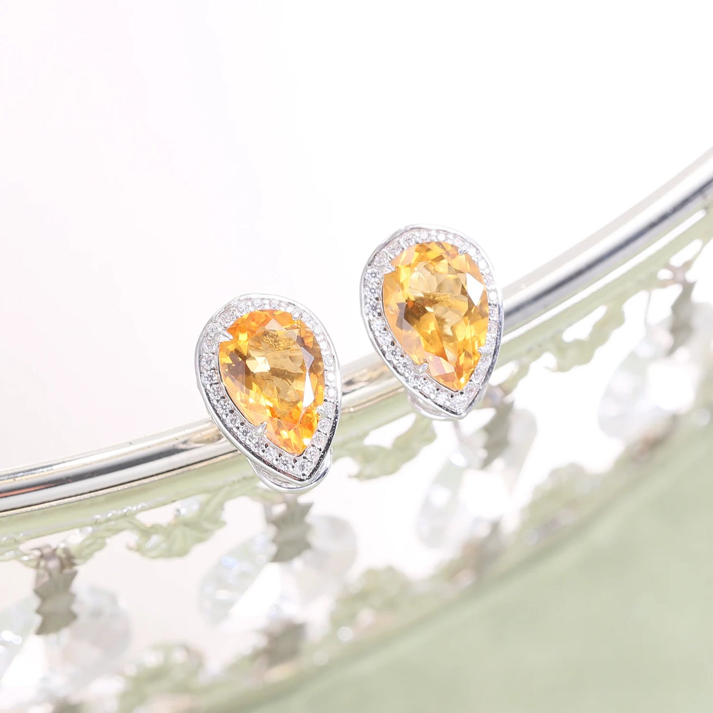 GEM'S BALLET Tiger Element Earrings Pear Shape 8x12mm Lab Blue Sapphire Stud Earrings in 925 Sterling Silver Gift For Her