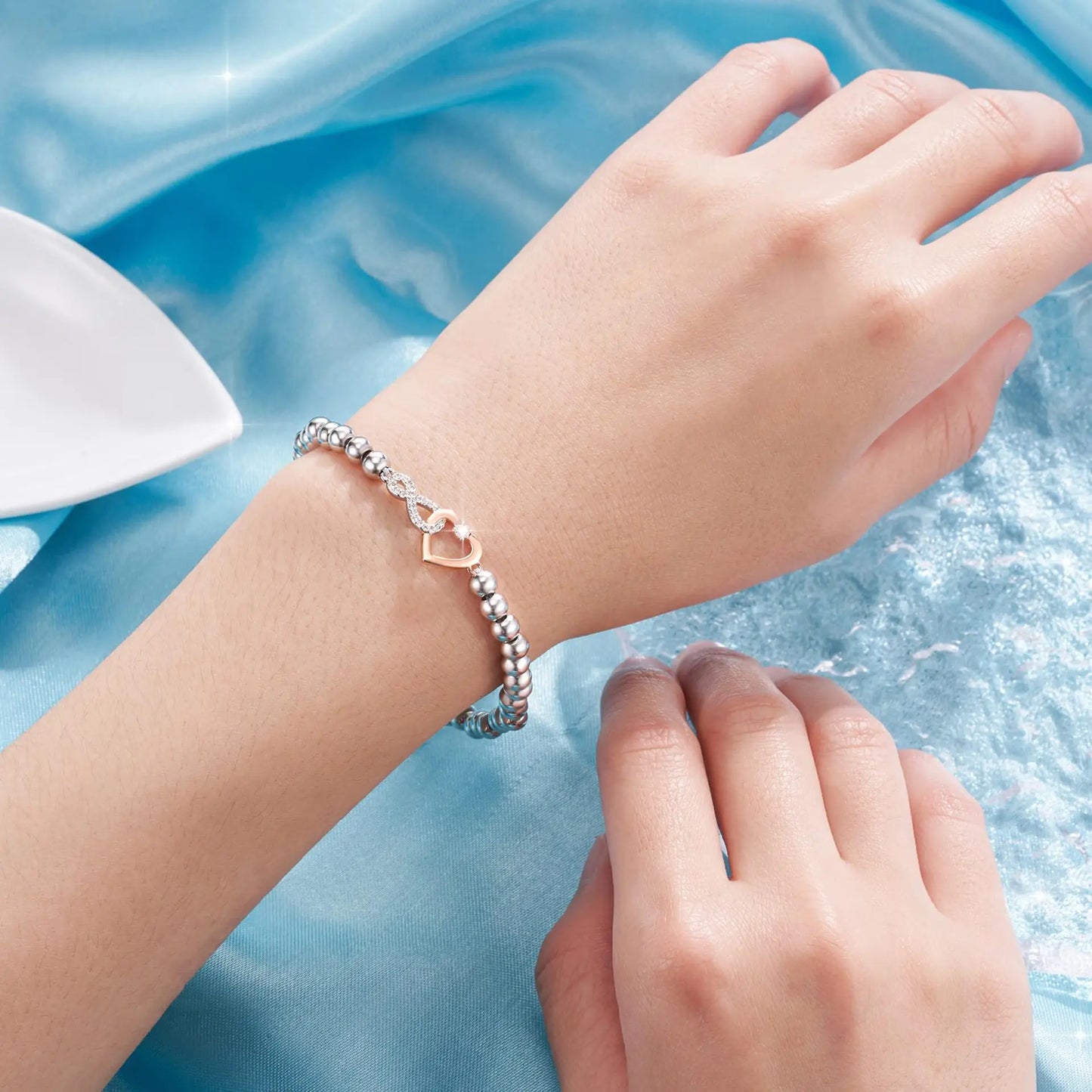 Love-filled diamond beaded bracelet, birthday jewelry gifts for wife, daughter, mother, grandmother, sister, mom, with cards