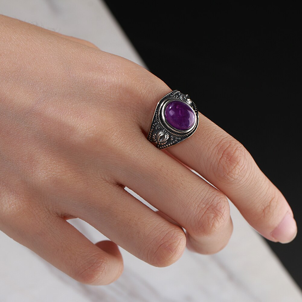 Nasiya Natural Amethyst Silver Jewelry Rings Men For Women Party Wedding Anniversary Engagement Gifts Fine Jewelry