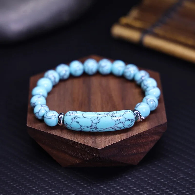 Luxury Men Beaded Bracelet Apparel Accessories Natural Block Malachite Howlite Tiger Eyes Stone Braslet Meditation Homme Pulsera