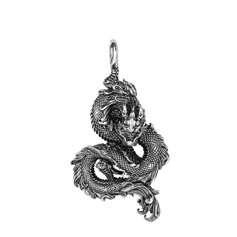 Stainless Steel Domineering Chinese Dragon Pendant Chain for Men Fashion Punk Dragon Necklaces Popular Party Jewelry