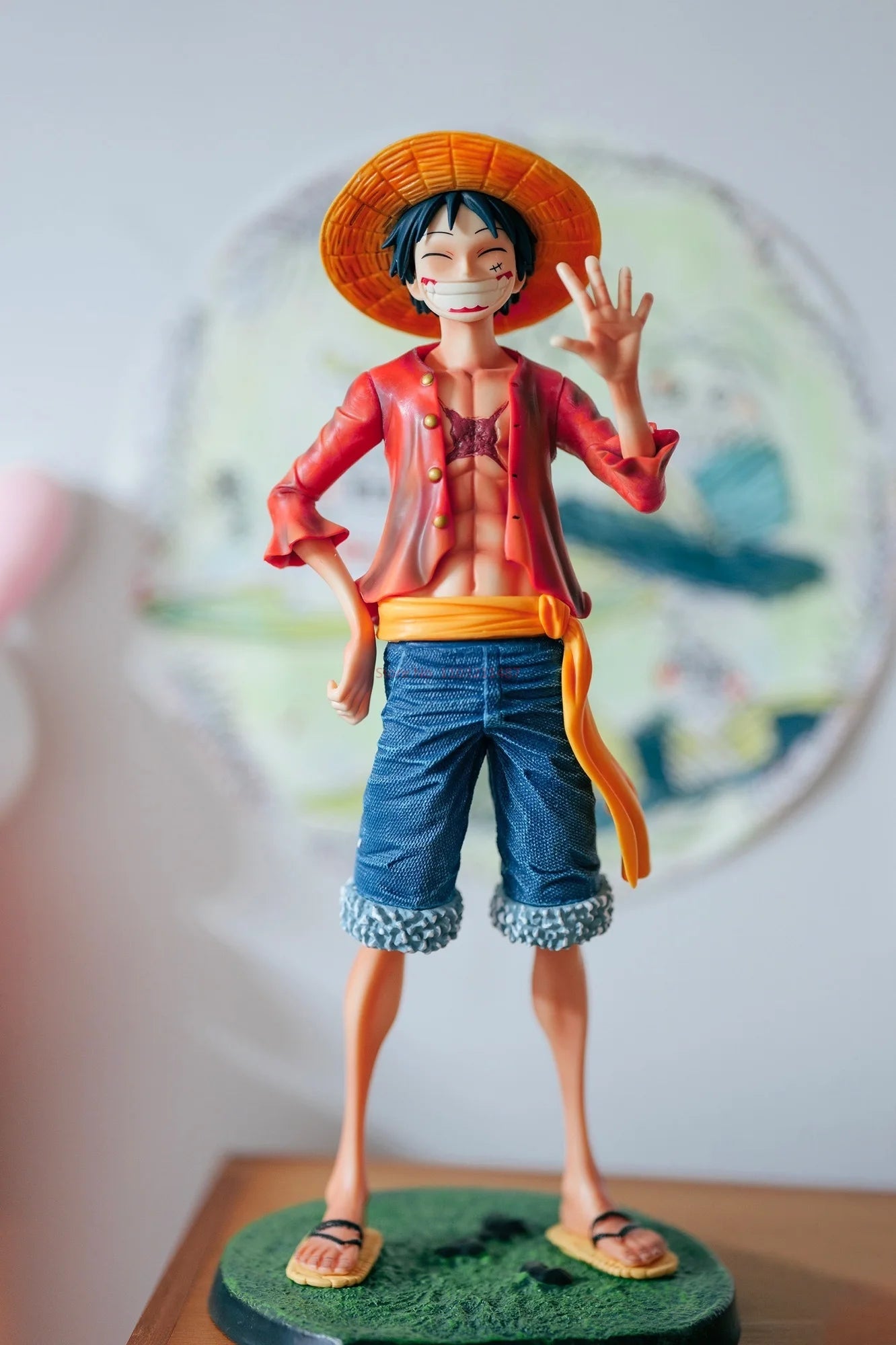 42cm Anime One Piece Luffy Figure Sunshine With Base Gk Large 1/4 Big Luffy Smiley Figure Doll Statue Model Decorative Toy Gifts