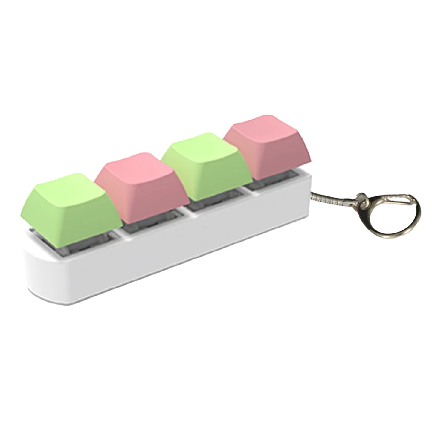Keycap Toy Fidget with Sound Effects 4-Buttons Light Portable Stress Relief Mechanical Keyboard Clicking Sensory Keychain Green and pink