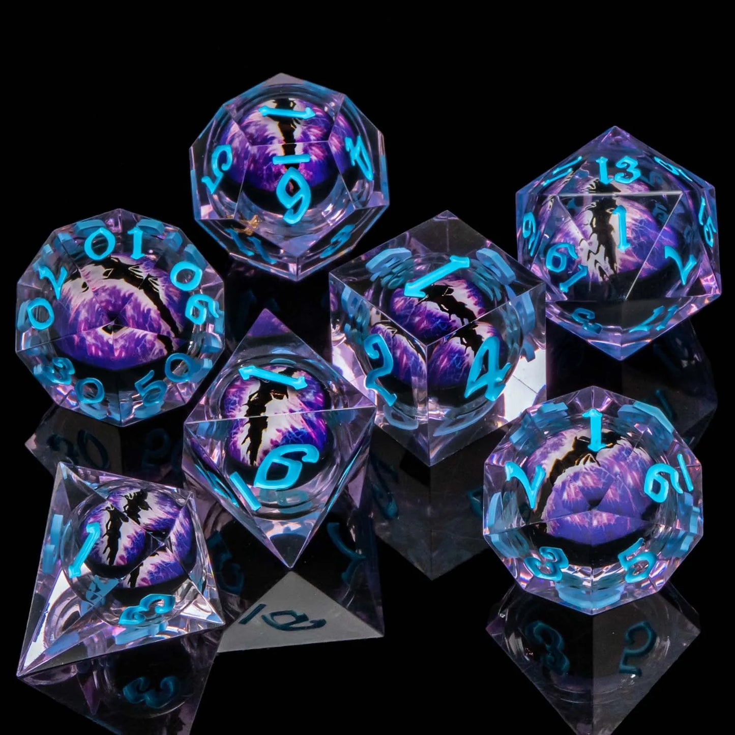 D and D Flowing Sand Sharp Edge Dragon Eye Dnd Resin RPG Polyhedral D&D Dice Set For Dungeon and Dragon Pathfinder Role Playing AZ13