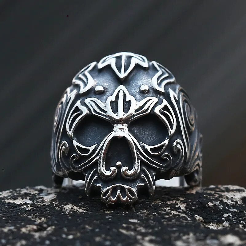 2023 New 316L Stainless Steel Skull Ring Gothic Vintage Anels For Man Heavy Punk Rock Goth Demon Jewelry Party&Boyfriend Gift Skull