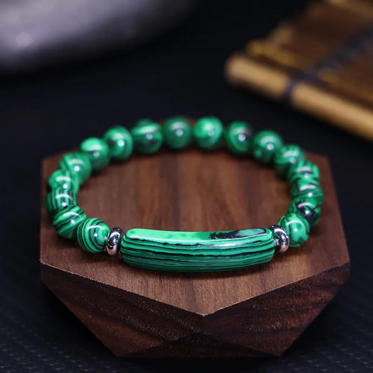 Luxury Men Beaded Bracelet Apparel Accessories Natural Block Malachite Howlite Tiger Eyes Stone Braslet Meditation Homme Pulsera