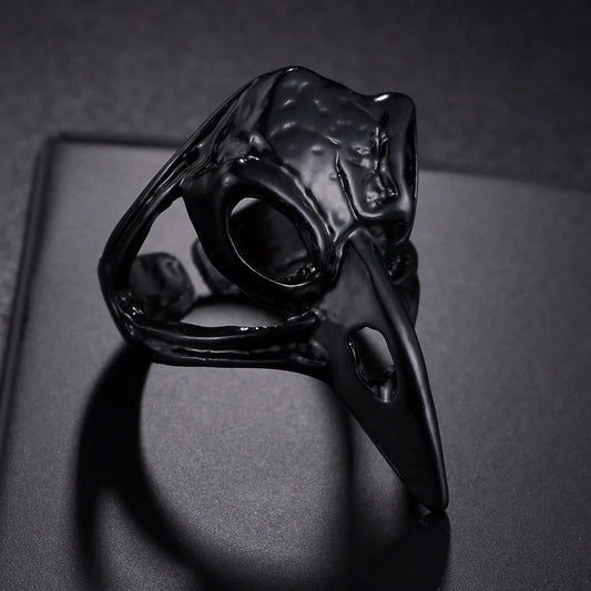New Design Skull Crow Skull Ring Woodpecker Bird Men's Ring Punk Stylish Jewelry