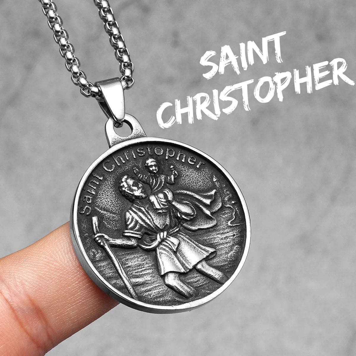 St.Christopher Exorcist Amulet Stainless Steel Men Necklaces Pendant Chain Punk For Women Fashion Jewelry Gifts Wholesale