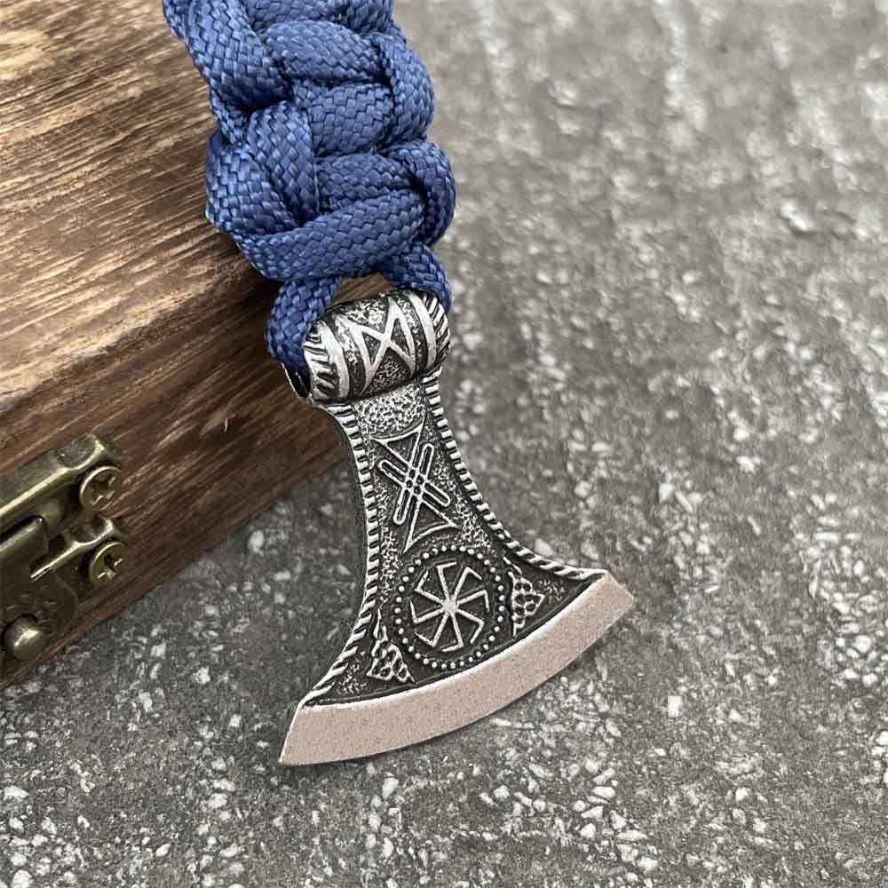 Nostalgia Slavic Kolovrat Symbol Perun Axe Charm Vikings Accessories Mens Womens Paracord Runes Beads Bracelet Bangle Jewelry