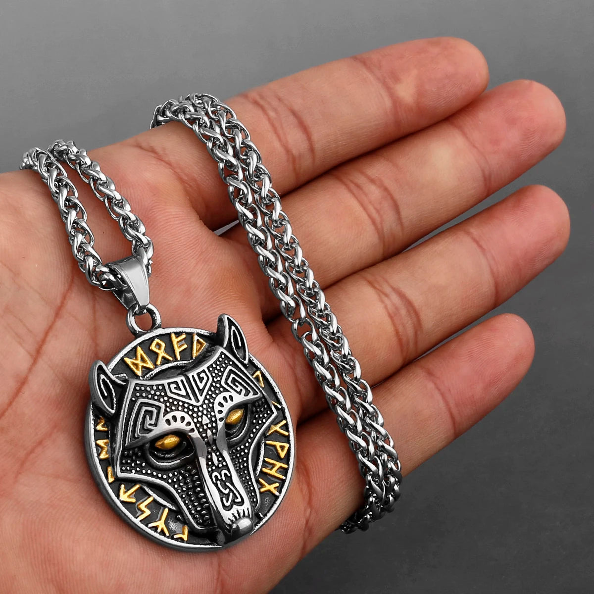 Viking Style Various Wolf Head Runes Original Stainless Steel Material Unisex Necklace Pendant Birthday Gift Factory Wholesale WJ 105 1