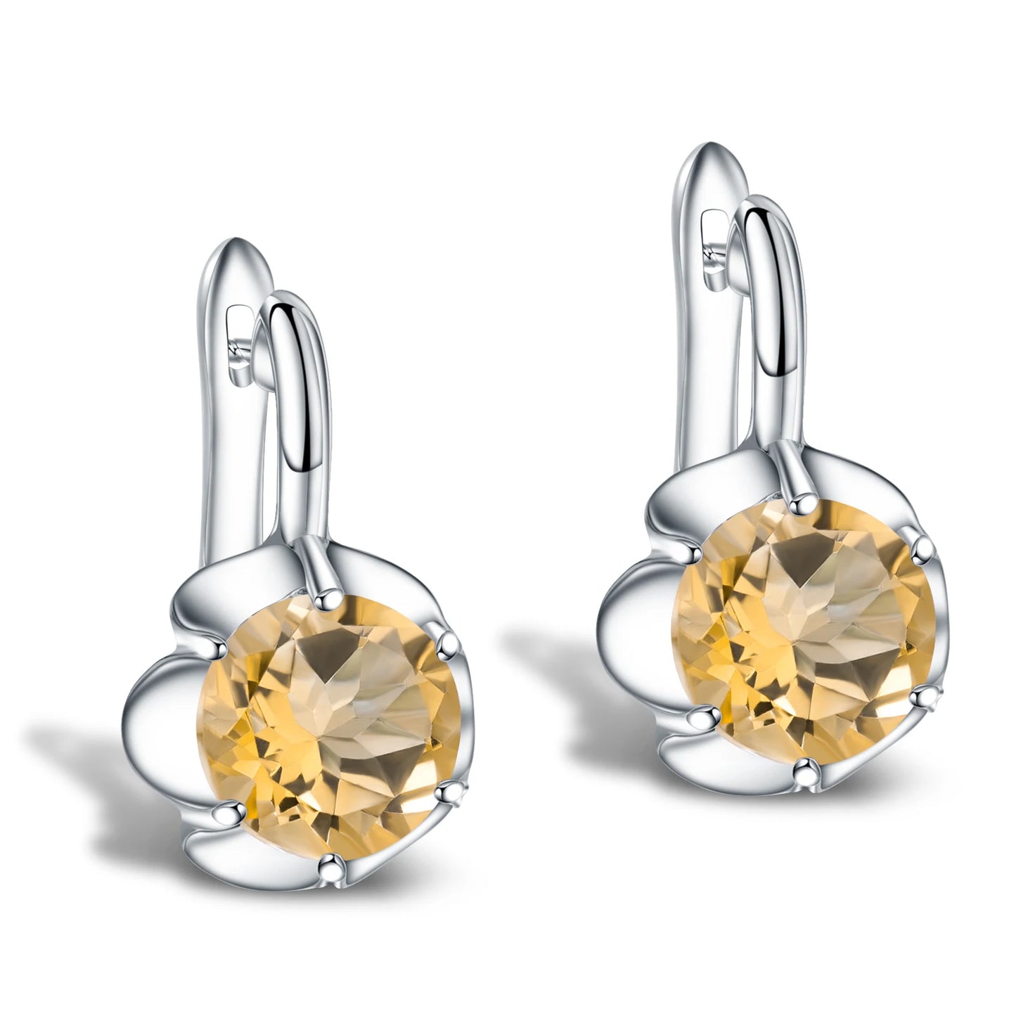 GEM'S BALLET Pure 925 Sterling Silver Fine Jewelry Oval 5.47Ct Natural Green Amethyst Birthstone Stud Earrings For Women Citrine 925 Sterling Silver CHINA