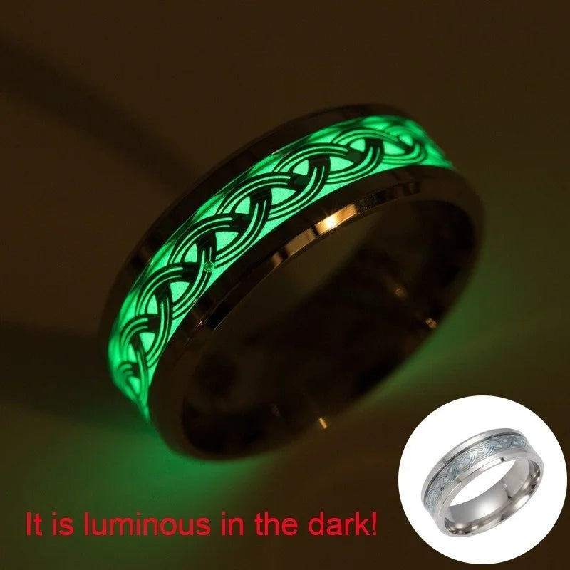 Fashion Stainless Steel Infinity Intertwined Cross Luminous Rings Glowing In Dark Finger Rings For Men Women Wedding Jewelry