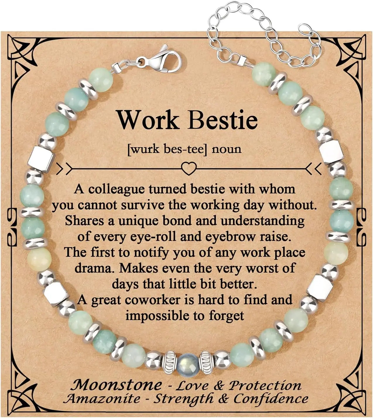 Mothers Day Bracelets gift,Birthday Valentines Gift Amazonite Colorful Imperial Jasper Stainless Steel Beads Bracelets,with card