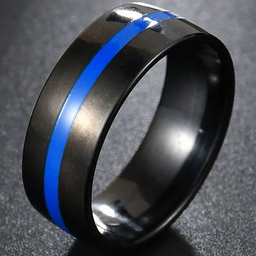 Fashion New 8mm Simple Men Ring Smooth Stainless Steel Blue Charms Rings Women's Couple Jewelry Gift Dropshipping