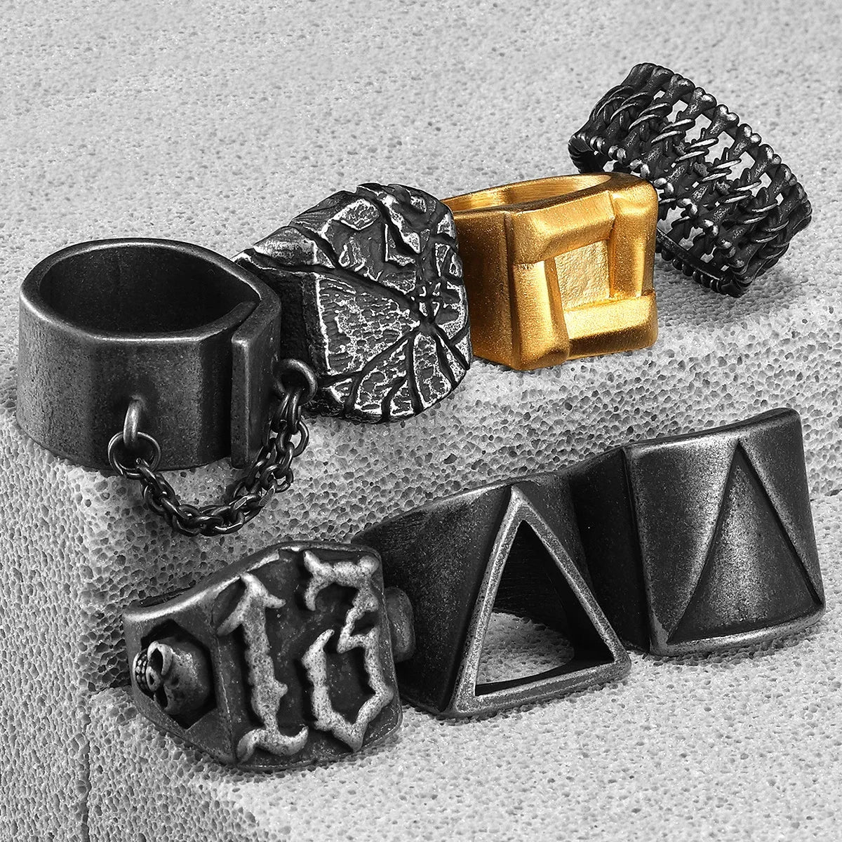 Retro Geometry Texture Men Rings Stainless Steel Women Fashion Jewelry Punk Trendy Luxury New In Accessories Gift Wholesale