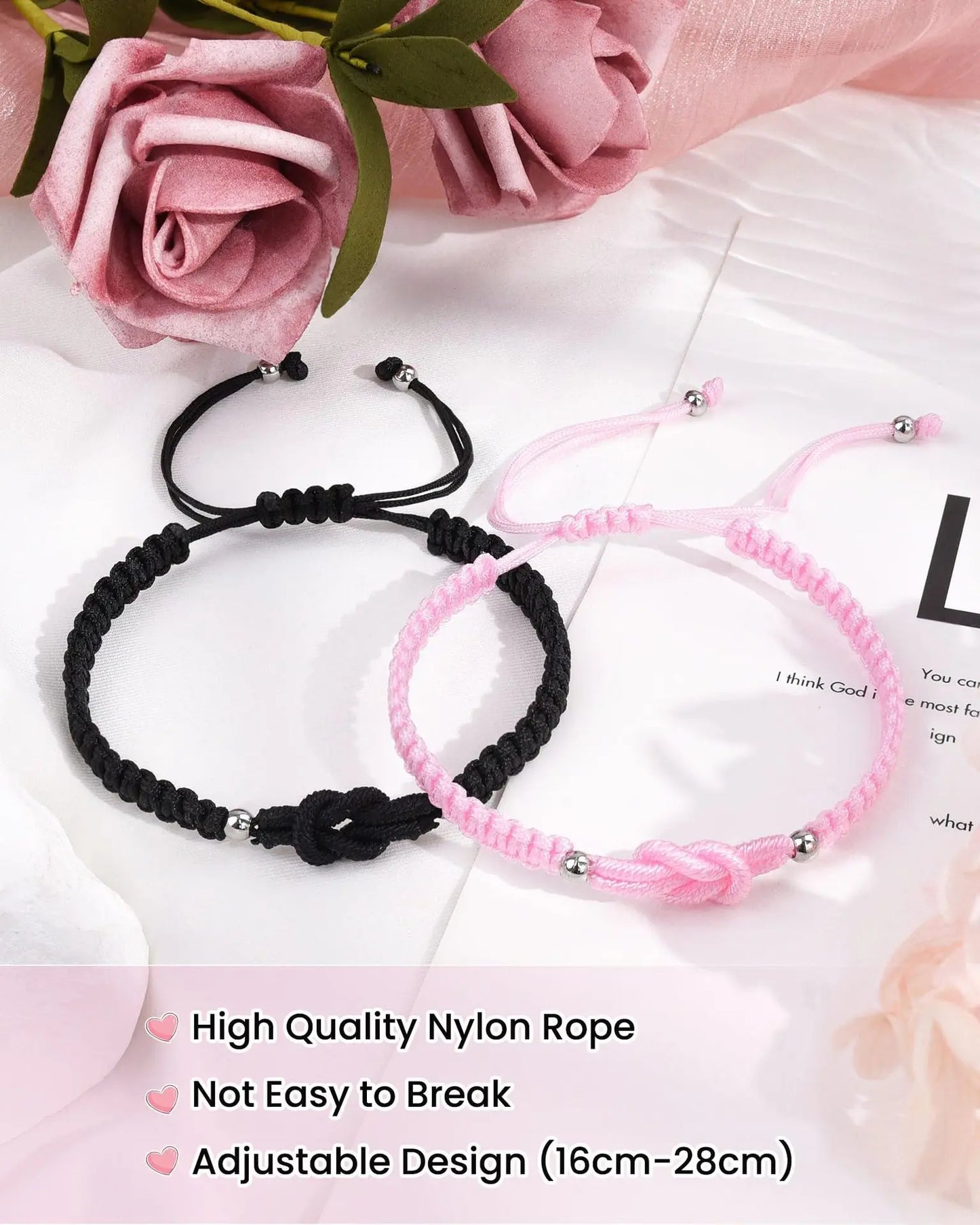 Pinky Promise Knot Couples Bracelets Anniversary Christmas Valentines I Love You Gifts for Boyfriend Girlfriend Women Men